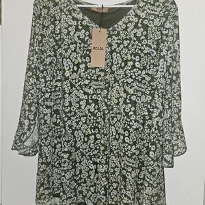 Floral Green Sheer Blouse